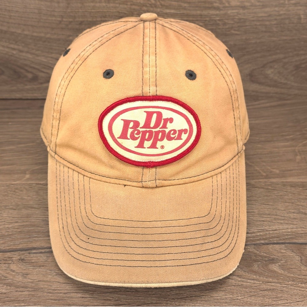 Dr Pepper Hat Cap Adult Strapback Brown Cotton Distressed Workwear Y2K Promo